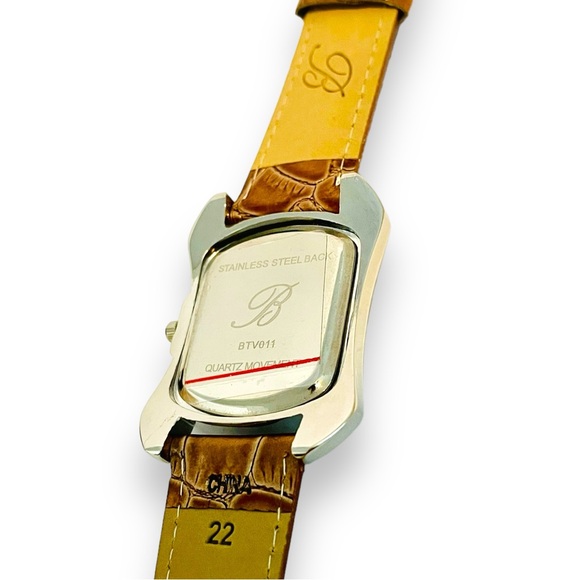 Watch Womens Designer Watch BURGI Rhinestone Brown Leather Wristwatch - Picture 8 of 16